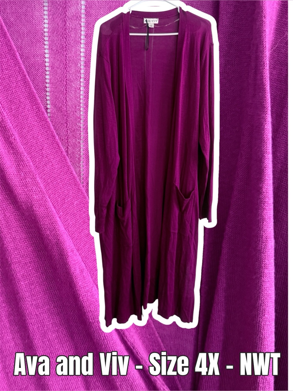 Ava & Viv Open Knit Cardigan - Magenta